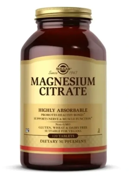 SOLGAR Magnesium Citrate 200mg 120 Tabletek Cytrynian Magnezu