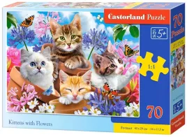 puzzle-70-kittens-with-flowers-castorland