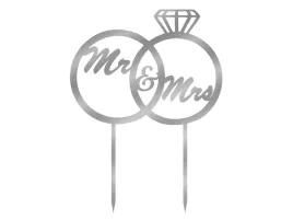 topper-z-lustrzanej-pleksi-srebrny-na-tort-mr-and-mrs-16-cm