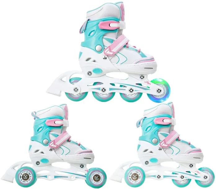 Rolki Wrotki 3w1 RAVEN Lia Mint 27-30 Kółko LED
