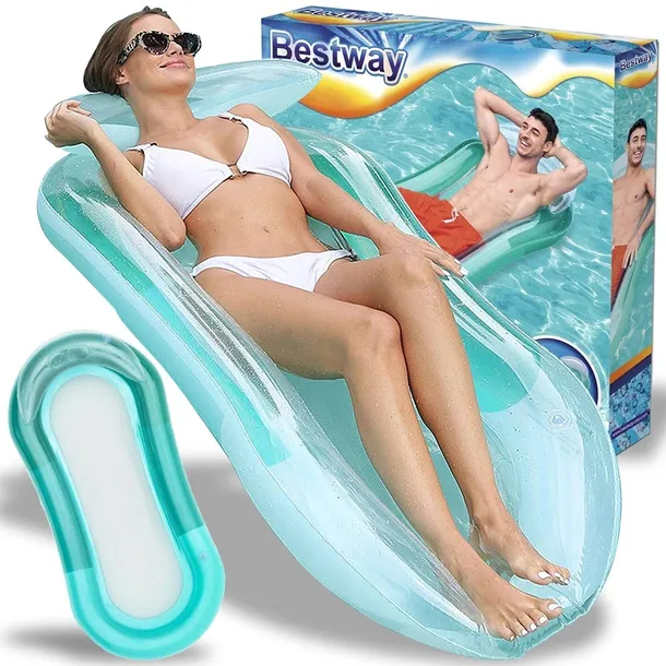 BESTWAY DMUCHANY MATERAC DO PŁYWANIA WODY BASENU PLAŻOWY Z SIATKĄ 160x84CM