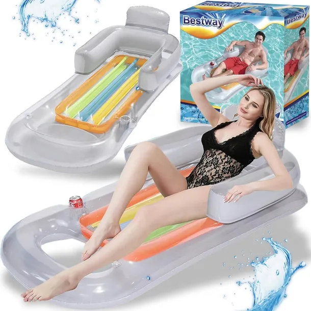 BESTWAY MATERAC LEŻAK DMUCHANY FOTEL Z OPARCIEM NA PLAŻĘ BASEN DO PŁYWANIA