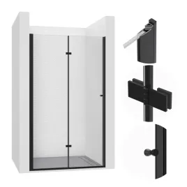 drzwi-prysznicowe-wnekowe-skladane-70cm-czarna-kabina-walk-in-szyba-scianka
