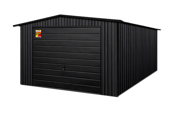 Garaż blaszany 4X6 LUX dwuspadowy dach, brama uchylna, producent garaży