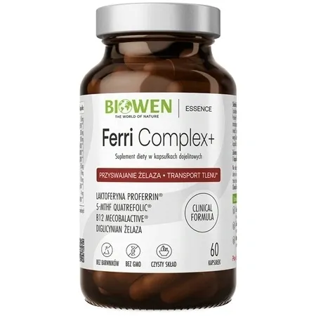 BIOWEN Ferri Complex Żelazo Diglicynian 20 mg laktoferyna 96% 60 kaps.