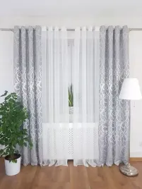 zaslony-gotowe-przelotki-2x-komplet-dekoracyjny-panama-stretch-salon-szare
