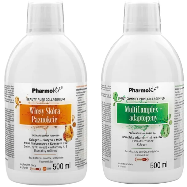 Pharmovit 2x500ml suplement włosy skóra paznokcie + energia odporność stres