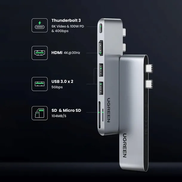 hub-ugreen-cm380-2xusb-c-hdmi-2xusb-3-0-sdtf-usb-c-pd-szary-marka-ugreen-stan-nowy