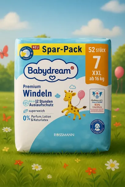 Pieluchy jednorazowe dla dzieci od16 kg Babydream 7 XXL 52 szt.