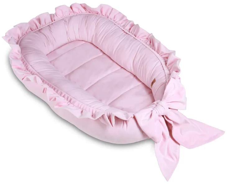 KOKON niemowlęcy GNIAZDKO z falbanką i kokardą VELVET PREMIUM produkt PL