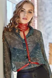 uprzaz-damska-choker-szelki-harness-czerwony