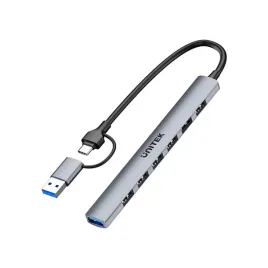 unitek-h1209agy01-huby-i-koncentratory-usb-type-c-5000-mbit-s-szary