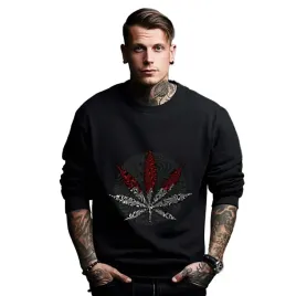 bluza-czarna-meska-nadruk-psychedelic-cannabis-art