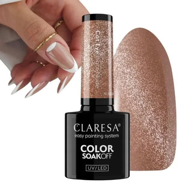 Claresa Lakier hybrydowy Nude Glow Cat Eye Light Nude kocie oko