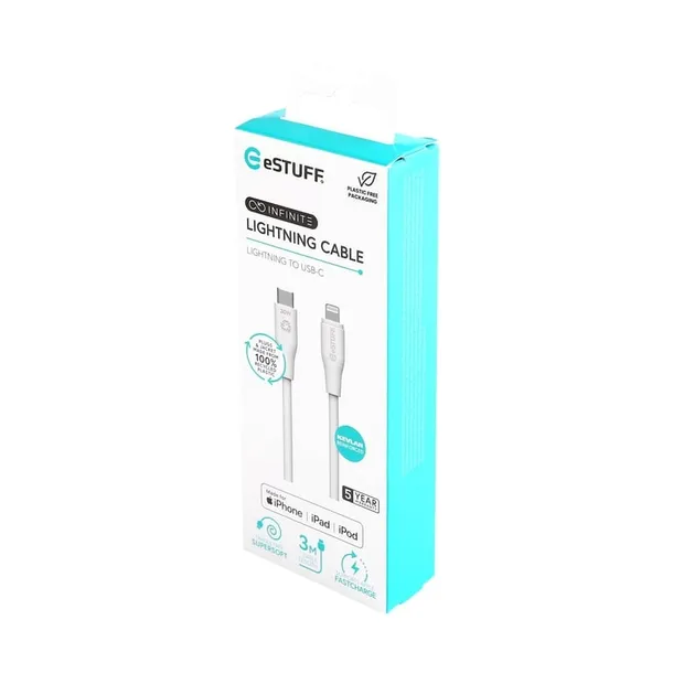estuff-es602370-kabel-lightning-3-m-bialy