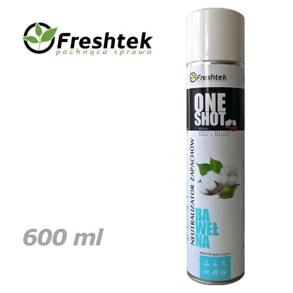 FRESHTEK One Shot Odświeżacz Powietrza Neutralizator Zapachów Bawełna 600ml