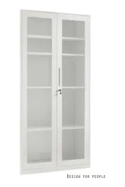 biala-zamykana-szafa-biurowa-xd-027-z-przeszkleniem-unique