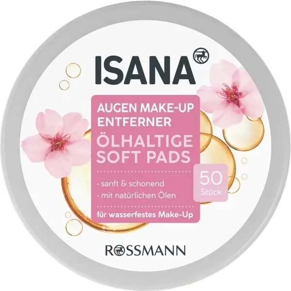 ISANA Płatki do demakijażu oczu naturalne oleje delikatne 50szt z NIEMIEC