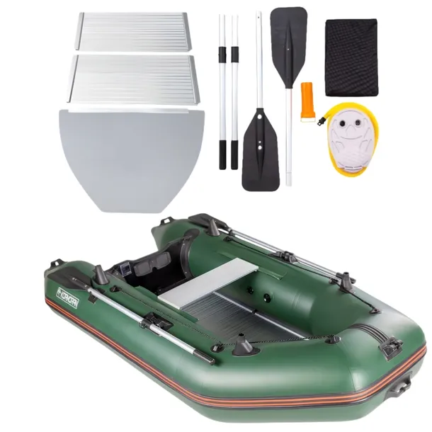 Ponton wędkarski turystyczny motorowo-wiosłowy PVC Kormoran 270PP 270cm 2-osobowy aluminiowa podłoga antypoślizgowa bez kila ładowność 350kg