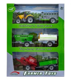 traktor-z-piecioma-przyczepami-pomaranczowy