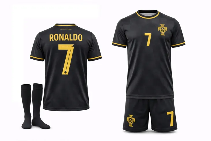 STRÓJ PIŁKARSKI - KOSZULKA SPODENKI GETRY - RONALDO PORTUGALIA rozm. 110 cm