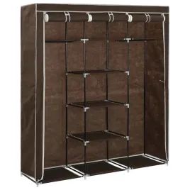 vidaxl-szafa-z-przegrodami-i-drazkami-brazowa-150x45x175-cm-tkanina