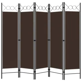 vidaxl-parawan-5-panelowy-brazowy-200-x-180-cm