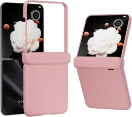 coque-etui-do-honor-magic-v-flip-ochrona-zawiasow-rozowe-karbonowe