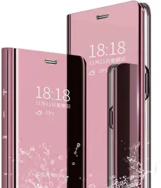 rantuo-etui-z-klapka-clear-view-do-xiaomi-redmi-14c-5g-rozowe-zloto-lustro