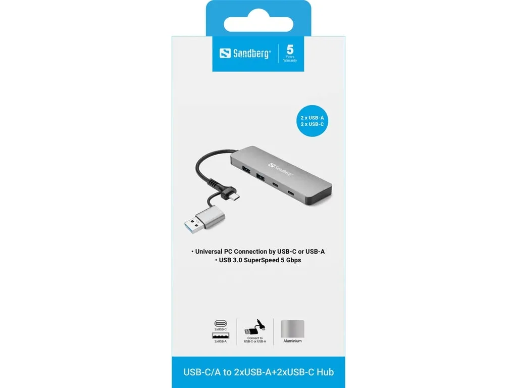 sandberg-usb-c-a-to-2xusb-a-2xusb-c-hub