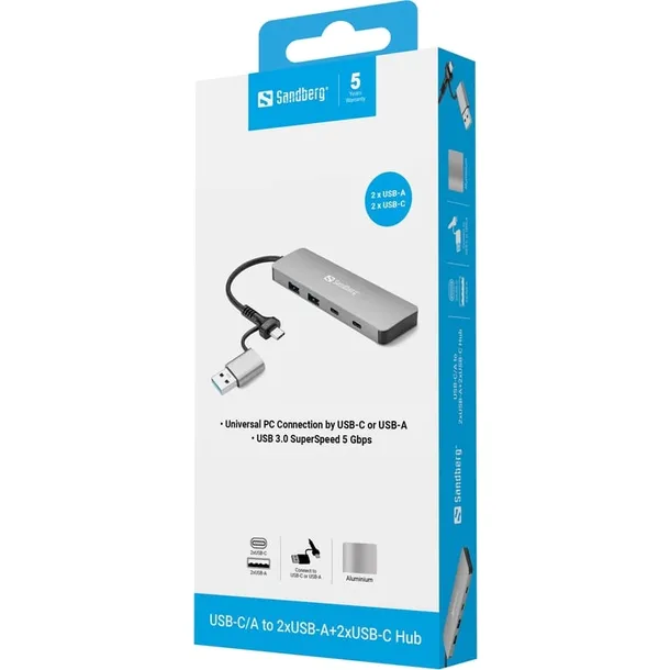sandberg-usb-c-a-to-2xusb-a-2xusb-c-hub