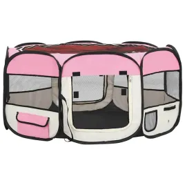 vidaxl-skladany-kojec-dla-psa-z-torba-rozowy-145x145x61-cm