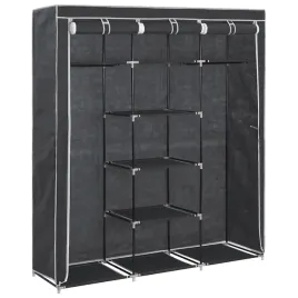 vidaxl-szafa-z-przegrodami-i-drazkami-czarna-150x45x175-cm-tkanina