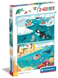 puzzle-2x60-super-kolor-life-at-sea-clementoni