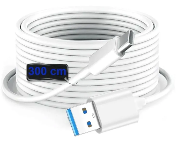 WZMACNIANY KABEL USB TYPE C / TYP-C | BIAŁY 5A 25W | DŁUGI 3 METRY | 3M