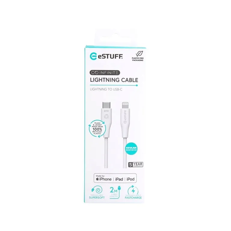 estuff-es602270-kabel-lightning-3-m-bialy