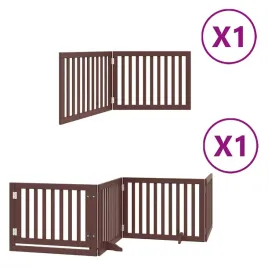 skladana-bramka-dla-psa-z-drzwiami-6-paneli-brazowa-480-cm