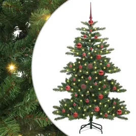 sztuczna-choinka-na-zawiasach-150-cm-z-dekoracyjnymi-lampkami-led-i-metalow