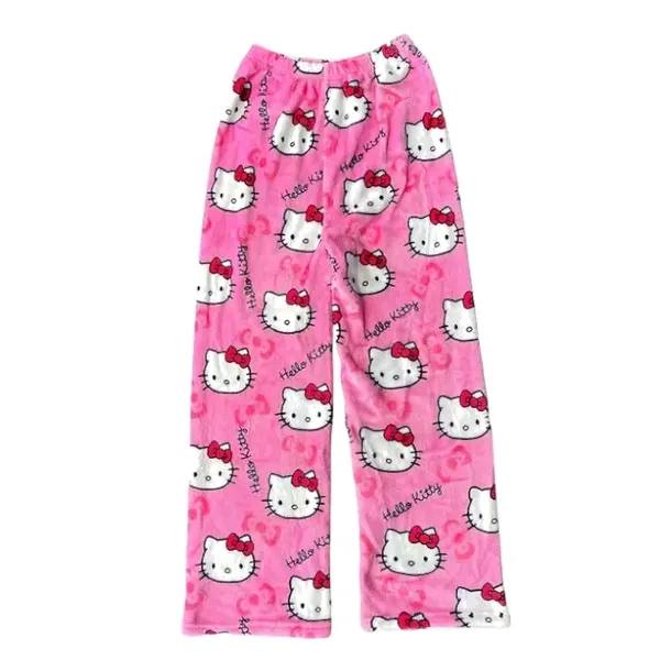 Flanelowe Spodnie Piżama Hello Kitty Pluszowe