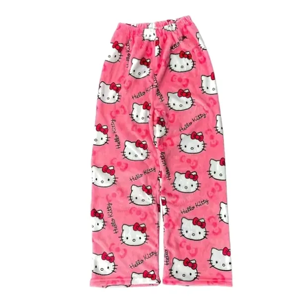 Flanelowe Spodnie Piżama Hello Kitty Pluszowe