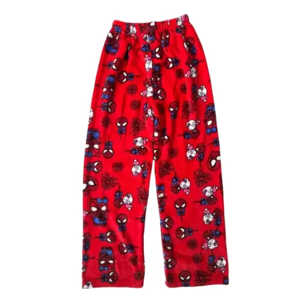 Flanelowe Spodnie Piżama Hello Kitty Spiderman Pluszowe