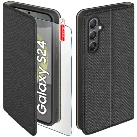 etui-z-klapka-do-samsung-s24-zamykane-czarne-futeral-szklo-9h