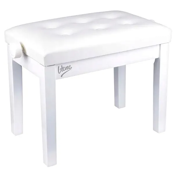 ŁAWA DO PIANINA FORTEPIANU BIAŁA SOLIDNA STABILNA REGULOWANA DREWNIANA