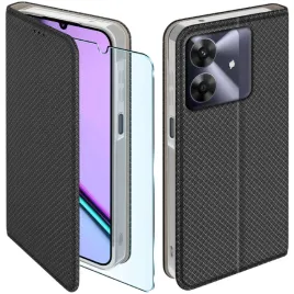 etui-z-klapka-do-realme-note-60-zamykane-czarne-futeral-szklo-9h