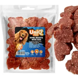 przysmak-przekaska-dla-psa-serduszka-z-kaczka-i-ryzem-uniq-pets-500g