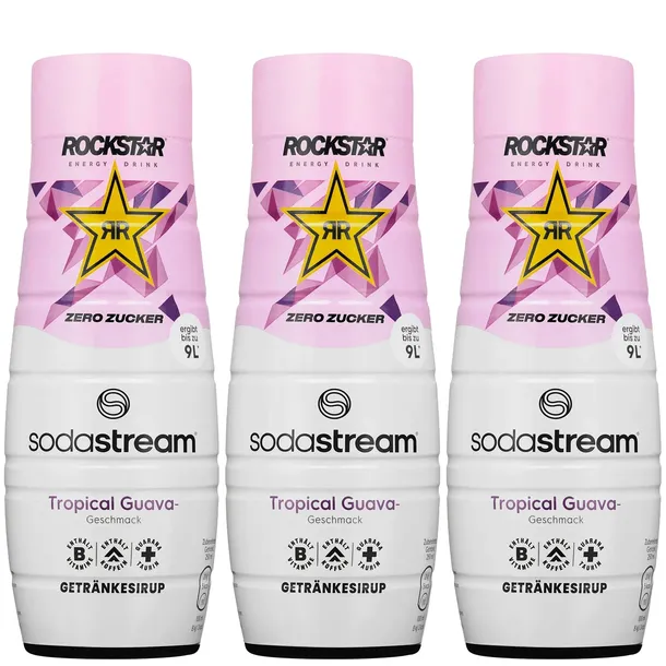 3x Syrop SodaStream Rockstar Tropical Guava Zero 440ml