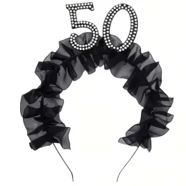 opaska-party-50-urodziny-falbanki-i-perly-czarny-partydeco