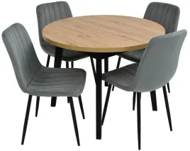 4-krzesla-tapicerowane-i-stol-okragly-100cm-rozkladany-do-130cm-artisan