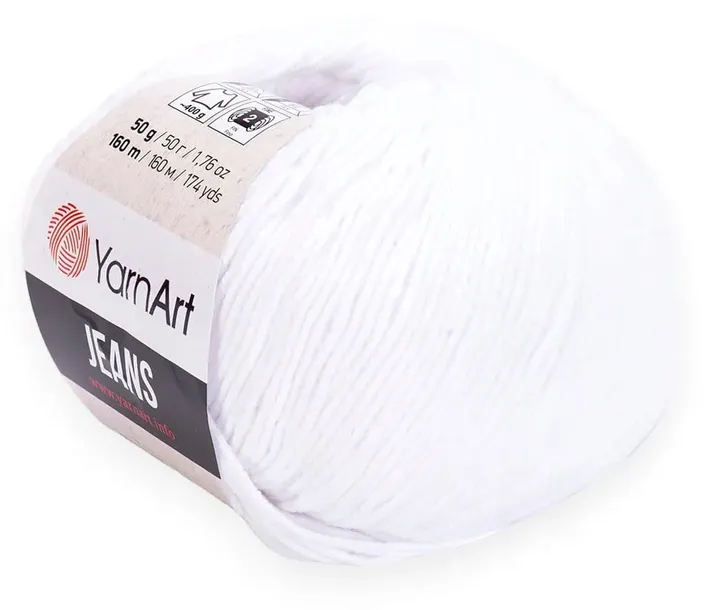 Włóczka Jeans YarnArt kolor ŚNIEŻNO - BIAŁY 62