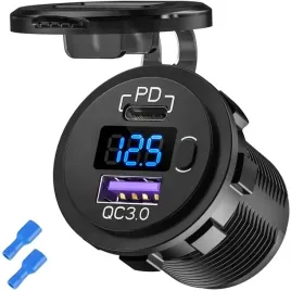 ladowarka-samochodowa-usb-qc-3-0-usb-c-c-pd-gniazdo-zapalniczki-woltomierz
